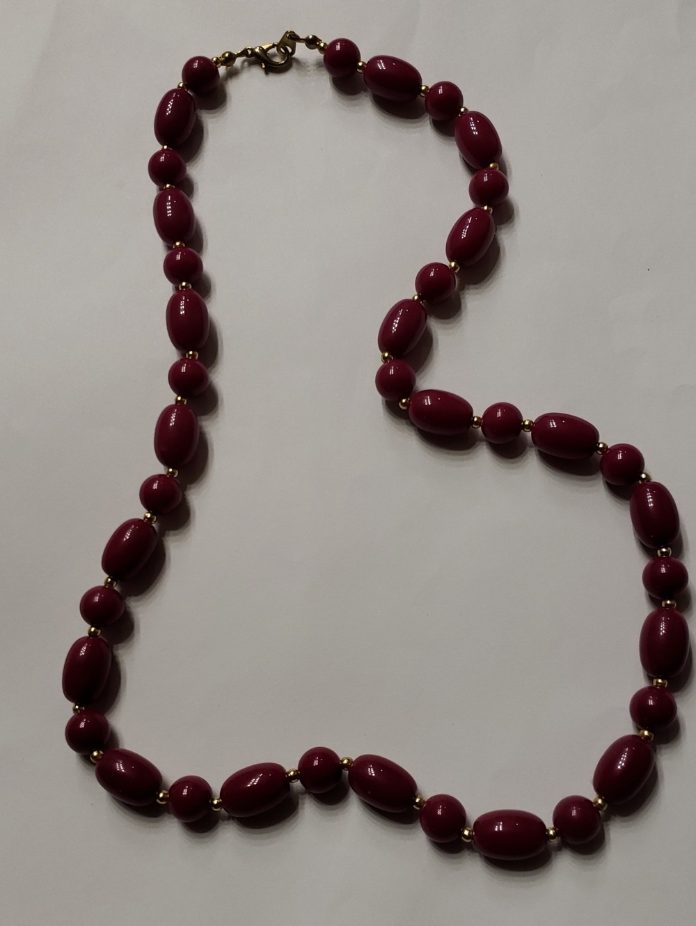 Vintage - 1980's? - Burgundy Beaded Necklace - Women Jewelry